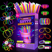 Carica l'immagine nel visualizzatore di Gallery, Ziitty Braccialetti Luminosi Fluorescenti, 252 Fluo Party Kit 100 Starlight e 132 Connettori Bambini Starlight Glow Stic