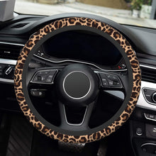 Carica l'immagine nel visualizzatore di Gallery, Rivestimento per volante auto con stampa leopardata, universale in neoprene da 38 cm/15 pollici, antiscivolo, protettore