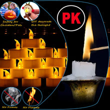 Carica l'immagine nel visualizzatore di Gallery, Candele romantiche finte, confezione da 12 candele tealight a LED giallo caldo, luce tremolante, realistiche senza fiamm