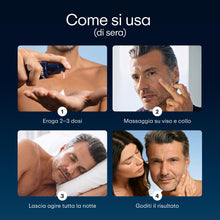 Carica l'immagine nel visualizzatore di Gallery, SERLINOLAB Crema Viso Uomo Antirughe Notte - Retinolo, Acido Ialuronico e Vitamina C - Idratante Viso - Pelle Più Elasti
