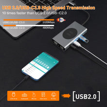 Carica l'immagine nel visualizzatore di Gallery, USB C HUB con Ricarica Wireless, 13 in 1, Docking Station con HDMI 4K, VGA, 2×USB 3.0, USB C 3.0 e 2.0, RJ45 Ethernet, PD 100 W, SD/TF e AUX da 3,5 mm, Compatibile con MacBook Pro e Altri Laptop