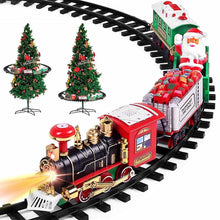 Carica l&#39;immagine nel visualizzatore di Gallery, PARTENOPE Trenino Natalizio con Supporto Installazione per Centro Albero di Natale Treno Elettrico 2 Vagoni + Slitta Babbo Natale con Luci e Suoni Decorazioni Natalizie Diametro Pista 89 cm