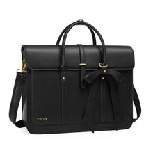 Carica l'immagine nel visualizzatore di Gallery, MOSISO Borsa Porta PC Donna,15-15,6 Pollici Laptop in Pelle PU Borsa a Tracolla Convertibile,16 Pollici Borse Messenger Casual Lavoro Viaggio Computer Custodia con Nodo a Fiocco,Nero