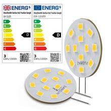 Carica l'immagine nel visualizzatore di Gallery, Lampadine LED G4 2W equivalenti a 20W alogene, G4/GU4/GZ4 Bi-Pin Base, AC/DC12V 3000K 120° grandangolo, non dimmerabile 
