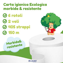 Carica l'immagine nel visualizzatore di Gallery, Lucart Professional, Confezione da 6 Rotoli Jumbo di Carta Igienica Ecologica, 2 Veli, Morbida e Consistente, 100% Ricic