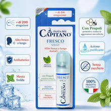 Carica l'immagine nel visualizzatore di Gallery, Pasta del Capitano Spray Alito Fresco 15 ml, Spray Orale Antialitosi, Antibatterico con Propoli, Zinco e Menta Fredda, Alito Fresco Immediato, Senza Alcool e Senza Zucchero