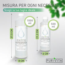 Carica l&#39;immagine nel visualizzatore di Gallery, PURIVITA ISOPROPANOL - Alcool Isopropilico - 99,9% di potere pulente - detergente per casa, l&#39;industria, l&#39;elettronica - sgrassante + solvente - senza residui - non conduttivo Isopropyl Alcohol 0,5-3l