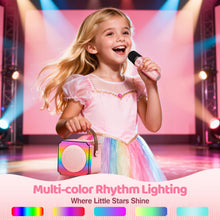 Carica l'immagine nel visualizzatore di Gallery, Gontence Karaoke con Microfono, Regalo Compleanno Bambina 3-12 Anni, Karaoke per Bambini con 2 Microfoni Wireless, Luce LED e Cambia Voce, Giocattolo Karaoke per Ragazzi e Ragazze 3-15 Anni