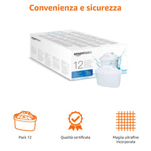 Carica l'immagine nel visualizzatore di Gallery, Amazon Basics Filtri per acqua, confezione da 12, adatto e compatibile con tutte le caraffe BRITA, incluse le caraffe PerfectFit e Amazon Basic