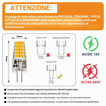 Carica l'immagine nel visualizzatore di Gallery, G4 LED bianco caldo 12V 2700K, attacco bipolare 3W 380lm Lampadina LED T3 equivalente 30W G4 alogena, senza sfarfallio, 