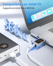 Carica l'immagine nel visualizzatore di Gallery, 360W Tester USB C Multimetro Digitale 4-30V 0-12A USB Voltmetro Volt Amperometro, Tester di Tensione e Corrente Rilevato