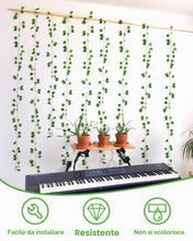 Carica l'immagine nel visualizzatore di Gallery, Dalugo Edera, catena luminosa a batteria, 2 m, 20 LED, edera, artificiale, con catena luminosa interna, verde, con timer