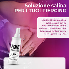 Carica l'immagine nel visualizzatore di Gallery, Soluzione Salina Piercing Spray FIXU 100ml con Acido Ialuronico e Aloe vera, Soluzione Fisiologica 100% Vegana, Deterge 