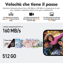 Carica l&#39;immagine nel visualizzatore di Gallery, FranGoo Scheda di memoria Micro SD da 512 GB, scheda SD, fotocamera 4K Pro, video UHD per GoPro, smartphone, action camera, scheda di memoria MicroSDXC UHS-I U3 A1 V30
