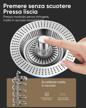 Carica l'immagine nel visualizzatore di Gallery, Tappo lavandino cucina e filtro lavandino combinato, 3 in 1 tappo lavello cucina in acciaio inox e filtro lavandino cuci
