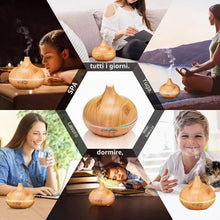 Carica l'immagine nel visualizzatore di Gallery, Umidificatore e Diffusore di Aromi ad Ultrasuoni con Timer 460 ml, Timer fino a 6 ore, 7 colori LED, funzione aromaterap