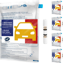 Carica l'immagine nel visualizzatore di Gallery, ACE Etilometro con certificato NF – 5 X tester monouso per la Francia – 5 provette alcolometro con palloncini
