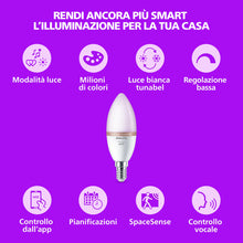 Carica l'immagine nel visualizzatore di Gallery, Philips Smart Lighting, Lampadina LED smart C37 E14, Confezione da 2