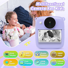 Carica l'immagine nel visualizzatore di Gallery, CalineGam Macchina Fotografica Bambini Istantanea, 2.0 Pollici Fotocamera Digitale Bambini con 32GB Scheda e Carta Fotografica, Regali di Natale Compleanno per 4 5 6 7 8 9 10 Ragazze Ragazzi (Viola)