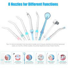 Carica l'immagine nel visualizzatore di Gallery, Sawgmore Idropulsore Dentale, irrigatore orale professionale con 8 ugelli multifunzionali, 10 impostazioni di pressione 