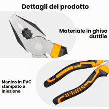 Carica l'immagine nel visualizzatore di Gallery, 3 Pezzi Pinza Elettricista, Pinze Elettricista con Maniglia Ergonomico, Pinza a Becco Lungo, Taglio Diagonale, Pinze da 