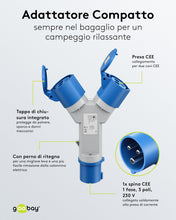 Carica l'immagine nel visualizzatore di Gallery, goobay Adattatore CEE per caravan, spina CEE a 2 prese CEE, portatile, con copertura protettiva, impermeabile IP44, 7623