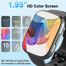 Carica l'immagine nel visualizzatore di Gallery, Smartwatch Uomo Donna, 1.95" Orologio Smartwatch con Chiamate Bluetooth, 110+ Modalità Sportive Fitness Tracker, Contapassi Watch con Sonno Cardiofrequenzimetro, IP68 Smart Watch per Android iOS, Nero