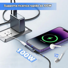 Carica l'immagine nel visualizzatore di Gallery, Adattatore per cuffie USB-C – 2 in 1 a ricarica rapida da 100 W e adattatore audio da 3,5 mm per telefoni di tipo C