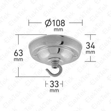 Carica l'immagine nel visualizzatore di Gallery, ElekTek Rosone da soffitto con gancio diametro 108 mm Finiture metallizzate colori verniciati a polvere per lampade a so