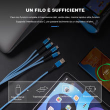 Carica l'immagine nel visualizzatore di Gallery, SDBAUX Cavo USB C Multiplo, 1.2M 4 in 1 Cavi USB A 4 Tipo C Multiplo Porta, QC 3.0 Cavo USB Type-C Ricarica Rapida Compa