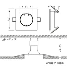 Carica l'immagine nel visualizzatore di Gallery, ledscom.de 6x cornice da incasso a soffitto RIR cornice da incasso nero opaco angolare (LED/alogeni/GU10/MR16/PAR16/50mm