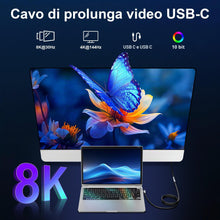Carica l'immagine nel visualizzatore di Gallery, 8K Prolunga USB C 2 metri (USBC 3.2 20Gbps, PD3.1 240W 48V/5A, Angolo 90 gradi) Video 4K@144 Hz/60Hz Prolunga Cavo USB C