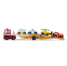 Carica l&#39;immagine nel visualizzatore di Gallery, Melissa &amp; Doug Carro Attrezzi Giocattolo 5 Pezzi Elicottero, Ambulanza, Macchina Polizia e Camion dei Pompieri | Giochi in legno | Camion per Bambini dai 3 ai 6 anni