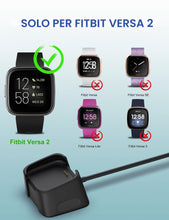 Carica l'immagine nel visualizzatore di Gallery, Caricabatterie USB da 1 m compatibile con Fitbit Versa 2 Dock di ricarica antiscivolo Supporto per cavo di ricarica per 