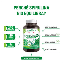 Carica l'immagine nel visualizzatore di Gallery, Equilibra Integratori Alimentari, Spirulina Bio, Integratore in Compresse con Spirulina da agricoltura biologica, Azione