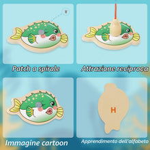 Carica l'immagine nel visualizzatore di Gallery, OFFCUP Magneti Giocattoli da Pesca, 33Pcs Giochi Bambini Puzzle Magnetico Legno, Gioco di Pesca Magnetico per Bambini, C