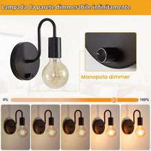 Carica l'immagine nel visualizzatore di Gallery, Lightess Applique da Parete Dimmerabile con Interruttore, Lampada da Parete Industriale Interno Vintage E27, Applique Il