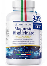 Carica l'immagine nel visualizzatore di Gallery, Magnesio Bisglicinato Capsule 350mg, 240cps, Formula Avanzata-Made in Italy
