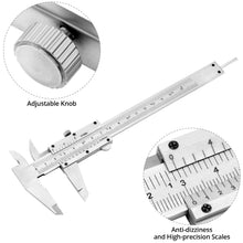 Carica l'immagine nel visualizzatore di Gallery, QWORK® Calibro, Calibro a Corsoio ad Alta Precisione da 6"/150 mm, Calibro a Corsoio con Tolleranza 0,05 mm/1/128" con V
