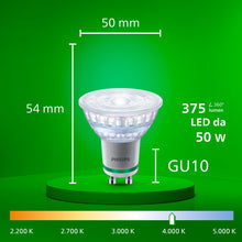 Carica l'immagine nel visualizzatore di Gallery, PHILIPS Classic ultra-efficient LED bulb with energy efficiency class A, GU10 bulb, replaces 50W, cool white light, non-