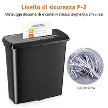 Carica l&#39;immagine nel visualizzatore di Gallery, Amazon Basics distruggi documenti da 8 fogli (nuovo modello) con Taglio a striscia, distrugge anche CD e carte di credito, Nero