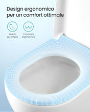 Carica l'immagine nel visualizzatore di Gallery, SONGMICS Sedile WC a Forma a D Lunga, Chiusura Rallentata, Sgancio Rapido