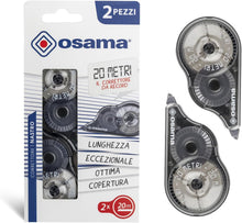 Carica l'immagine nel visualizzatore di Gallery, OSAMA - Bianchetto a Nastro, 2 Pezzi x 20 Metri (Tot 40m), Correttore a Nastro Cancelleria Scuola e Ufficio - Scolorina Set Utile per Cartoleria e Cose per la Scuola, Scorrevole e Coprente, Grigio