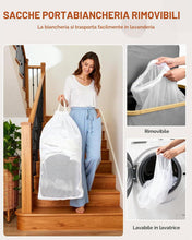 Carica l'immagine nel visualizzatore di Gallery, Ribelli Cesto portabiancheria pieghevole da 85 litri, con coperchio e sacco rimovibile, per lavanderia, bagno, camera da letto, grigio
