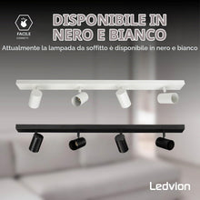 Carica l'immagine nel visualizzatore di Gallery, Ledvion Faretto LED Soffitto Nero 4 luci Rettangolare GU10 senza lampadina