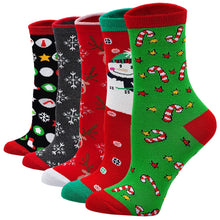 Carica l'immagine nel visualizzatore di Gallery, ZAKASA Calze Natalizie Donna Fantasia: Calzini Divertenti In Cotone, Regalo Invernali Termici Colorate, Vacanza Babbo Natale Deer Stampa 5 Paia EU 35-42 Natale-C