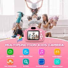 Carica l'immagine nel visualizzatore di Gallery, CAMCLID Macchina Fotografica Bambini, 2.0 Pollici Fotocamera Digitale Bambini 1080P HD Videocamera con Scheda 32 GB, Regalo Giocattolo di Natale &amp; Compleanno per Ragazze Ragazzi da 3-12 Anni (Rosa)