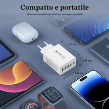Carica l'immagine nel visualizzatore di Gallery, Caricatore USB C 50W, 5 Port USB Caricatore Multiplo Parete Adattatore