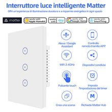 Carica l&#39;immagine nel visualizzatore di Gallery, UseeLink Interruttore luce intelligente Matter, interruttore intelligente, interruttore luce Alexa, funziona con Alexa, Apple Home, Google Home e SmartThingss, Richiede Matter Hub (3 Gang)