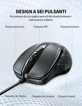 Carica l'immagine nel visualizzatore di Gallery, TECKNET PRO Mouse con Filo, Cavo USB 1.5M, Mouse Ottico Cablato